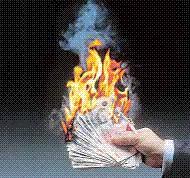 Sterling Cash burning into smoke